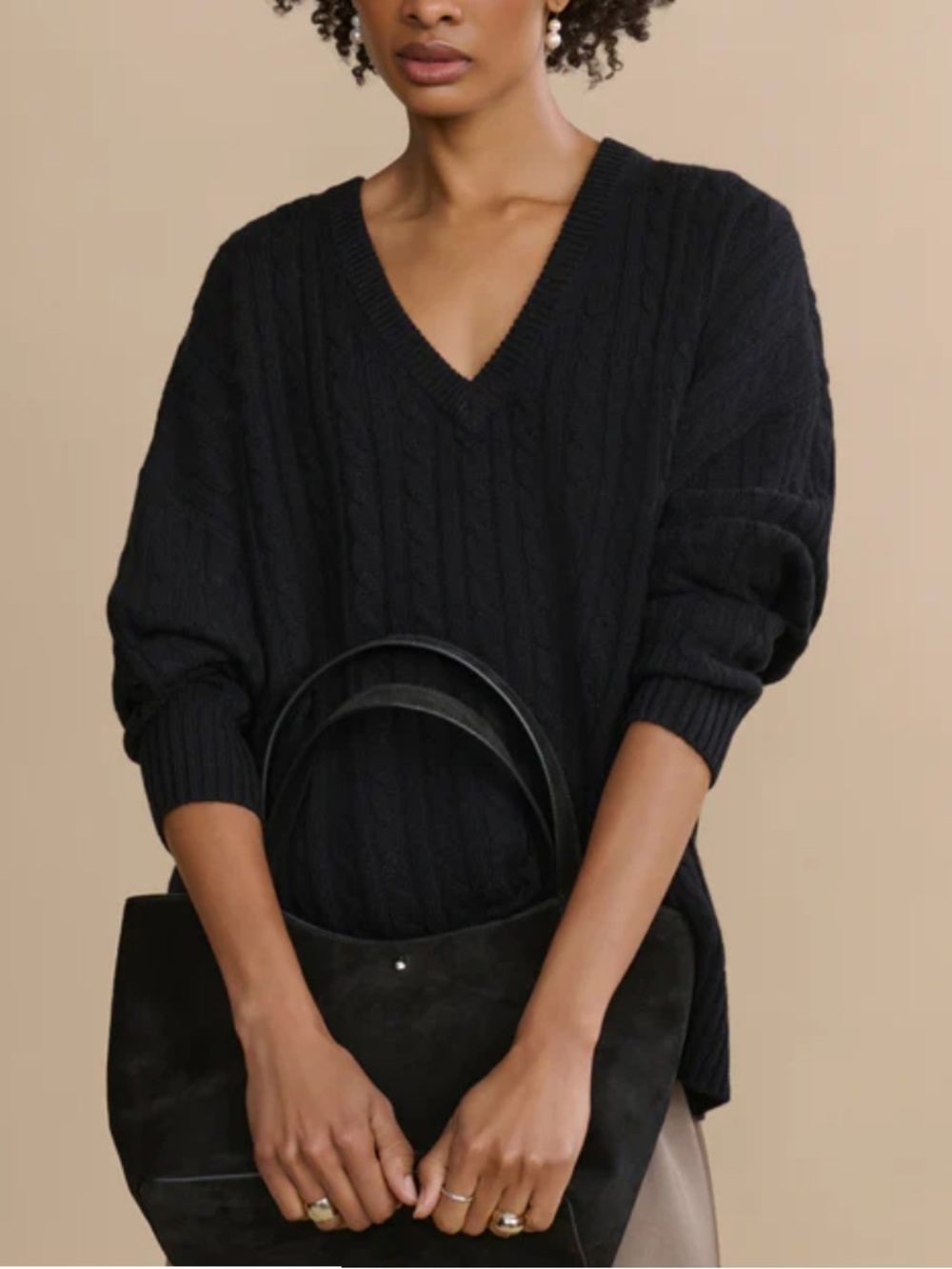 Jenni Kayne Nell V neck sweater in black size XS
